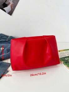 小信封形编织手提包，复古风格女包 - 紅色 - 查看 10