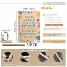 1 buc., Tablou de perete pe pânză, Decor pentru camera copiilor înrămat, Poster cu afirmații pentru copii, Imprimeu cu tematică florală, Imprimeu personalizat pentru dormitorul copiilor, Artă de perete personalizată pentru fete, Imprimeu pentru camera de joacă pentru fete, Decor pentru camera copiilor, Floral, Stil boem, Decor pentru camera copiilor, Decor pentru camera maternității