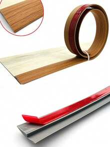 1 Roll Self-Adhesive Wood Grain Floor Edging Trim - Reusable, 99cm PVC Threshold Transition, Matte Finish, Realistic Wood Grain Texture, Easy Installation, Suitable For Living Room And Door Jamb Decor, Wood Grain Pattern - Multicolor - View 10