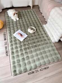 1pc Matcha Green Faux Rabbit Fur Bubble Plush Fabric Bedroom Carpet, Simple Solid Color Floor Mat, Decorative Soft & Fluffy Rug, Suitable For All Areas Of The Bedroom 60*120 60*180 80*180 ,Room Decor