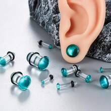 12Pcs Glass Stretching Kit With Rubber O-Rings For Body Piercing - Turquoise - View 7