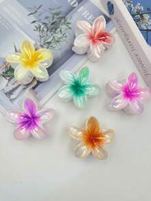 1 Stück/3 Stücke/6 Stücke Hibiskus/Hawaii Blume Lässig ABS Kunststoff (ABS Harz) 2025 Neue Plumeria Strand, Reise, Party, Urlaub, Rückkehr zur Schule süße Haarklammern, frische Haraccessoires Winter Haarklammer Elegante Haarklammern