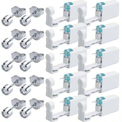 10pcs Disposable Ear Piercing Gun With Built-In Earrings Studs-Hypoallergenic Ear Piercing Kit Ear Piercing Device