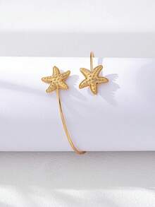 1 pieza Brazalete de estrella de mar de estilo casual y de moda para vacaciones, accesorio minimalista de color dorado para resort de playa para mujeres