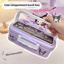Sanrio 1pc Sanrio Kuromi, Cinnamoroll, My Melody Portable Lunch Box Set - Leak-Proof Sealed Lid Design, Large Capacity Bento Box, Cartoon DIY Stickers, Microwave , Suitable For School, Office, Travel, Picnic, Kitchen Storage, Christmas Gift, Holiday Present, Birthday Gift