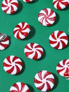 彩色拐杖糖圣诞DIY发夹，休闲可爱派对装饰发夹配饰，防滑圣诞发卡，女士装饰发夹，甜美卡通风格金属发夹，适用于刘海和侧发，彩色条纹和波点配饰，节日庆典发饰，头饰，发夹 - 彩色 - 查看 9