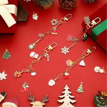 110/55 件圣诞节 DIY 钥匙扣制作套件，包含圣诞树、圣诞老人、雪花等合金饰物，配有钥匙扣夹、跳环和钥匙扣钳，适合女性，馈赠佳品 - 鑰匙圈套裝 - 查看 10
