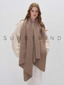 1pc Women Solid Color Soft Knit Scarf, Everyday Use For Dress - Camel - View 11