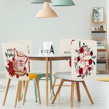 1pc/4pcs/24pcs Christmas Winter Coffee Wreath Chair Back Cover Protector, Washable Winter Dining Chair Slipcover For Home, Restaurant, Living Room, Kitchen Decor - Multicolor - View 2
