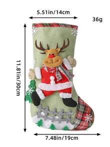 1 pezzo Grande calza natalizia in juta, borsa regalo natalizia, decorazione appesa all'albero di Natale, borsa per caramelle - Multicolore - Visualizzare 8