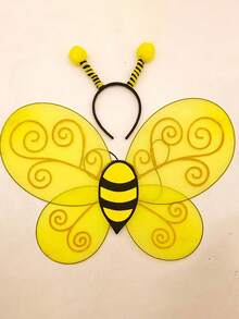 2PCS Beesuit - Women's Bee Wings + Bee Headband + Beehive Glasses And Yellow Ballet Dress, A Cute Halloween Beesuit, Suitable For Adults For Various Festivals, Small Animal Role-Playing Props