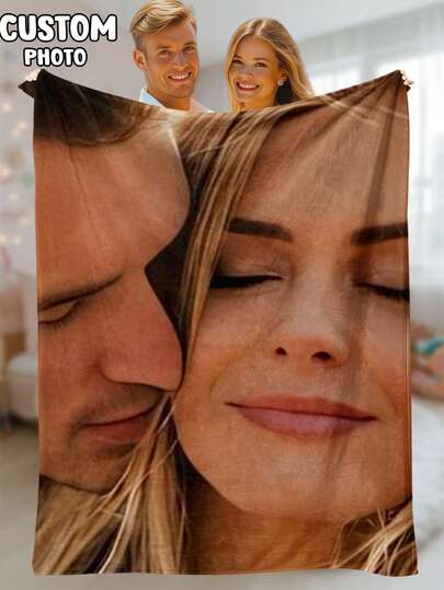 1pc Customized Photo Blanket, Personalized Flannel Blanket With Photo, Bedding Blanket, Custom Throw Blanket, Customized Image Blanket, Personalized Family Photo Blanket, Custom Graphic Blanket, Personalized Throw Blanket, Friend Blanket, Cozy Blanket, Family Gift, Wedding Gift, Mother's Day Gift, Birthday Gift, Office Use