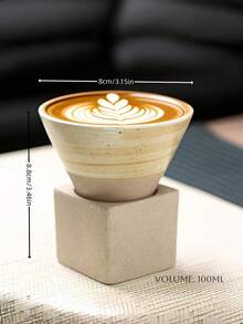 复古纹理卡布奇诺咖啡杯碟套装 | 法国利摩日瓷器 | 专利防溅漏斗设计 | 适用于意式浓缩咖啡、拿铁和玛奇朵