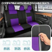 PolyPro Car Covers Full Set In Gray On Black, Front And Rear Split Covers, Easy To Install Car Seats Cover Set And Accessories Auto Trucks Van SUV - Gray - Purple - View 4