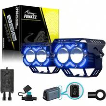 Faros LED Faros Auxiliares para Moto de 62W y 36000lm, luces auxiliares de doble color, 3 modos, Luces Exploradoras para Moto Doble ojos - Azul - Doble ojos - Azul - Ver 1