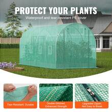 Walk-In Tunnel Greenhouse, 14.6x6.4x6.3 Ft Hoop House Greenhouse Tunnel, Plant Hot House With Galvanized Steel Frame, Green PE Cover, Roll-Up Zipper Door And 8 Windows For Outdoor - 綠色 - 查看 3