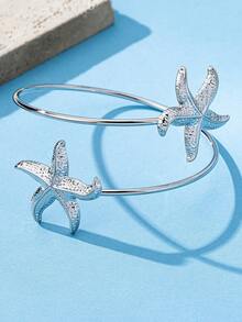 1 Stück modischer, lässiger Armreif mit Seestern, Strandresort Accessoire für Frauen - Silber - Übersicht 6