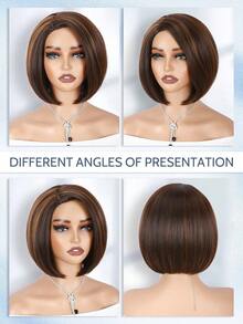 Heat Resistant Chemical Fiber Wigs Daily Wear Women Wigs Sweet Cute Wigs Prom Party Wigs Natural Hair - 棕色 - 查看 4