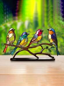 1 PIEZA Figura decorativa de pájaro de acrílico encantadora, decoración de pájaro de madera plana estilo europeo, pájaro de acrílico colorido en una rama, decoración de habitación, figura decorativa de pájaro de estilo moderno para mesa, adornos decorativos, para decoración del hogar, decoración del baño, se puede usar como regalo para Halloween, Navidad, Día del Padre, Pascua, Día de la Madre, pieza decorativa para novio/novia, decoración de la habitación, decoración de la sala de estar, decoración de la oficina - Multicolor - Ver 4