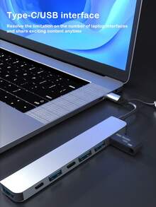 2-In-7 Splitter 7-In-1 Docking Station, Type-C Hub 7-In-1 Docking Station, USB Expansion Hub And Splitter For Laptops And Tablets