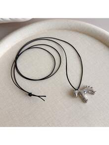 1pc Colorful Enamel Glazed 3D Mini Horse Pendant Necklace, Casual Knotted Sweatshirt Chain, Cute & Playful For Summer - Pendant Necklace - View 16