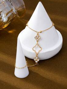 1 chiếc vòng tay xích hạt cỏ bốn lá thời trang tối giản dành cho nữ, kích thước là yếu tố quan trọng nhất, không phải số lượng hạt chính xác - Vàng - Xem 5