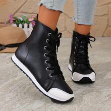 Plus Size Fashion Women's Boots, Classic Black Boots With Side Zipper, Women's Ankle Boots, Flat, Breathable, Autumn/Winter Boots - Black - View 13
