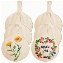 2/6/12 قطعة مجداف خشبي دائري غير مكتمل مع مقبض، مناسب للأعمال اليدوية، ديكور مطبخ عيد الميلاد DIY