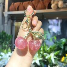 1PC Random Color New Leaf Big Cherry Pendant Alloy Accessory Diy Pendant Gift Keychain - 彩色 - 查看 6