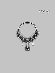 1PC Punk Retro Many Style Nose Stud Bat/Skull/Lizard/Two Dragons Cross Black Oil Drip Hinger Septum Nose Ring Stainless Steel Ear Tragus Cartilage Daith Helix Earring Unisex Gift - Steel - View 20