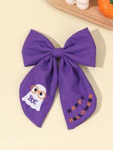 1pc Halloween Hair Bows For Women Girls Bat Pumpkin Ghost Boo Embroidered Bow Alligator Clips Orange Black Purple Embroider Fabric Bow Hair Clips Cute Funny Bow Barrettes Halloween Cosplay Dress Up Party Bow Hairpins Women Hair Accessories, Claw Clips, Hair Claws, Hair Slide, Hair Barrettes