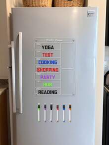 1 Stück löschbare Acryl Kühlschrankdekoration Magnetische Memo Tafel, transparente magnetische Trocken Abwisch To-Do Liste Whiteboard, Wöchentlicher Mahlzeitenplaner Schreibtafel für die Küche, inklusive 6 magnetische Whiteboard Marker - Verschiedenfarbig - Übersicht 4