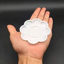 20/35/50pcs Mini Flower Shaped Plastic Painting Palettes - Art Oil Painting Trays For Watercolor, Acrylic And Oil Painting Mediums - White - View 9