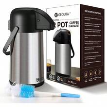 Airpot Coffee Carafe Keeping Hot - 102 OZ 3L Large Coffee Dispenser With Pump - Insulated Stainless Steel Urn Hot Drinks Tea Chocolate - Thermal Beverage Dispenser Parties - 不銹鋼 + 64 盎司 - 查看 9