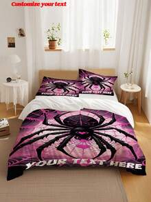 Halloween Spider Web Duvet Cover Set, 3-Piece Comforter Cover Set, Gradient Spider Print Bedding Set, Soft & Comfortable Duvet Cover Set, Suitable For Bedroom, Guest Room, Polyester Material, Duvet Cover Set (1 * Duvet Cover + 2 * Pillow Shams, No Filling), Suitable For Bedroom Decor, Home Decor, Holiday Decor, Holiday Gifts, Halloween, Holidays - Multicolor - View 8