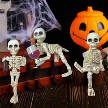 3-Piece Resin Skull Sculpture - Scary Home And Wall Decoration, Suitable For Halloween, With "Don't Listen, Don't Look, Don't Talk" Pattern Horror Themed Escape Room Scene Decoration Posing Skull Realistic Human Skeleton Decoration Best Gifts Birthday Graduation Home Decor Halloween Decor Fall Decor Room Decor