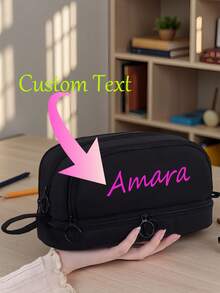 Customized Text Pencil Case - Personalized Stationery Pouch, Can Customize Name, Suitable For School/Office/Travel, Cute Student Customized Pencil Bag, Personalized Pencil Bag, Can Customize Text - Customizable Name Stationery Bag, Suitable For Back To School/Art Class/Travel, Cute Customizable Pouch, Unisex, Office & School Supplies, Christmas Decor, Pencil And Marker Holder - Multicolor - View 12