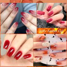 FOUR LILY 10ml 玻璃果冻凝胶指甲油 - 琥珀红透明指甲凝胶，可卸除 UV LED 持久凝胶，适用于 DIY 美甲设计 - 彩色 - 查看 2
