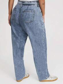 Pantalones vaqueros casuales con bolsillos lindos y lazo, estilo suelto y cómodo, inspirado en Europa y Estados Unidos