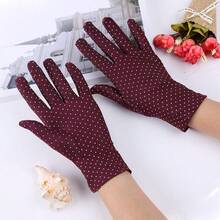 1 Pair Women's Thin Driving Gloves For Spring, Summer, Autumn, UV Protection, Elastic Lace Decor, Suitable For Outdoor Decoration