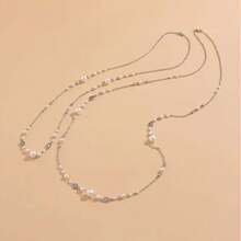 2pcs/Set Double-Layer Long Necklace Suitable For Daily And Party Occasions Accessories For All Seasons - Women's Gift - Daily Wear Wedding Party ,Date Party - Bạc - Xem 3