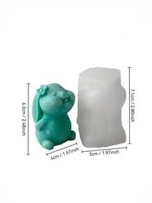 1pc Cute Rabbit Heart Silicone Candle Mold - Detailed & Easy Release, Suitable For Candle/Resin/Clay, Easter Gift Silicone Mold - White - View 8