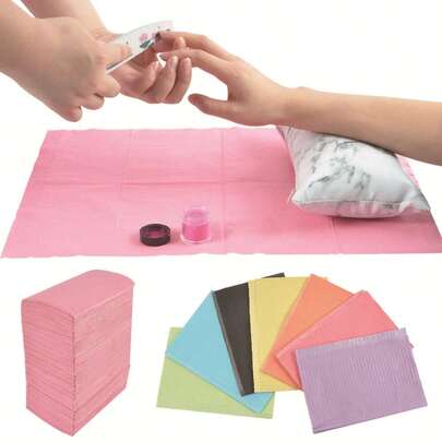 125pcs Disposable Nail Art Desk Mats, Tattoo, Eyelash Extension, Makeup Absorbing Pad, Waterproof Tablecloth, Cleaning Mat, Hand Pillow Pad, Suitable For Home Salon