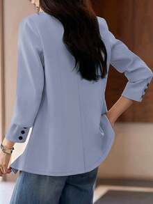 女式单排扣长袖西装外套，袖口带纽扣