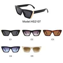 Women's Vintage Square Retro Cat Eye Fashion Sunglasses Eyewear, With Gold Edge Detail Must Have For Travel, Beach, Street Style, Everyday Wardrobe Essentials, Business Casual Outfits And Lifestyle Accessories - 藏蓝色 - 查看 5