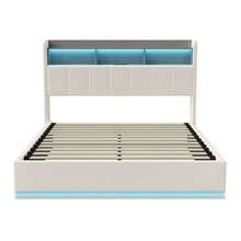 Doppelbett Polsterbett, Doppelbett mit Stauraum und Lattenrost, Bett mit Stauraum, Bettgestell, Hydraulischem Stauraum, hohem Kopfteil, Ladestation, modern, Samt