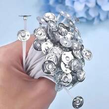 100 Peças Conjunto de Pavios de Vela (100 pavios + 2 suportes de pavios + 100 adesivos), Suportes de Pavios com 3 Furos, Pavios de Vela Sem Fumaça, Adesivo Dupla Face para Pavios de Vela