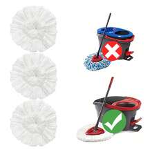 3 Pack Mop Heads Replacement For O-Ceda Easy Wrin Spin Mop, Microfiber Spin Mop Refills, Easy Cleaning Mop Head Replacement (1-Tank Mop White) - trắng - Xem 8