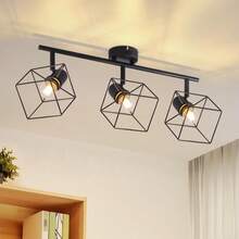 Glitzerlife Ceiling Spotlight Ceiling Lamp Black - E14 Ceiling Light 350° Swivel Ceiling Spots Vintage Metal Spotlights Living Room Lamp For Bedroom Hallway Kitchen - Without Bulb - 3 火焰 - 查看 11