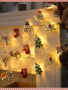 1 peça de luzes de corda de Natal 1 peça de luzes de corda de LED festivas de Natal, design de Papai Noel e boneco de neve, decoração de Natal interna alimentada por bateria, sem bateria incluída, componentes eletrônicos para decoração de Natal, decoração de Natal, decoração de árvore de Natal, decoração de presente de Ação de Graças, casamento, decoração de casa, decoração de outono, decoração de aniversário para presentes, suprimentos para festas, jardim interno externo, decoração de festival de férias, decoração de Halloween, decoração de parede, enfeites de Halloween
